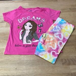 Just 2 Cute Pink Dreams blouse and Place heart multicolor leggings